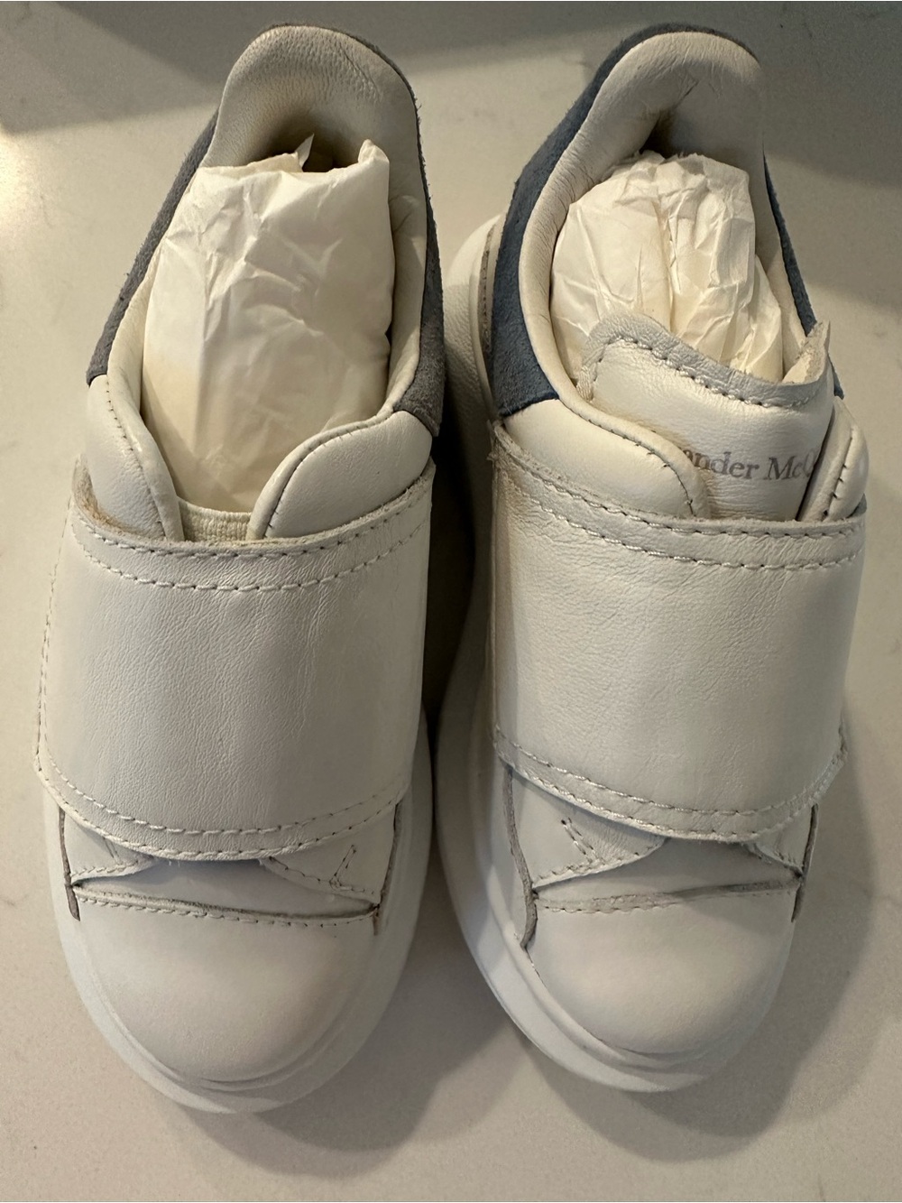 Alexander McQueen White Leather Platform Strap Sneakers for Toddlers Size EU 25 - Picture 8 of 12